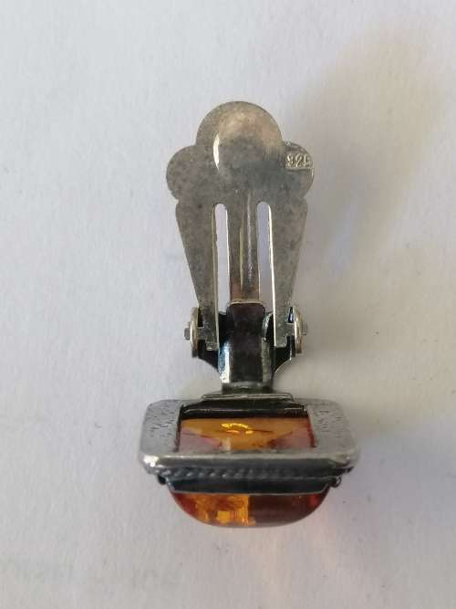 Amber Earrings Set In Silver