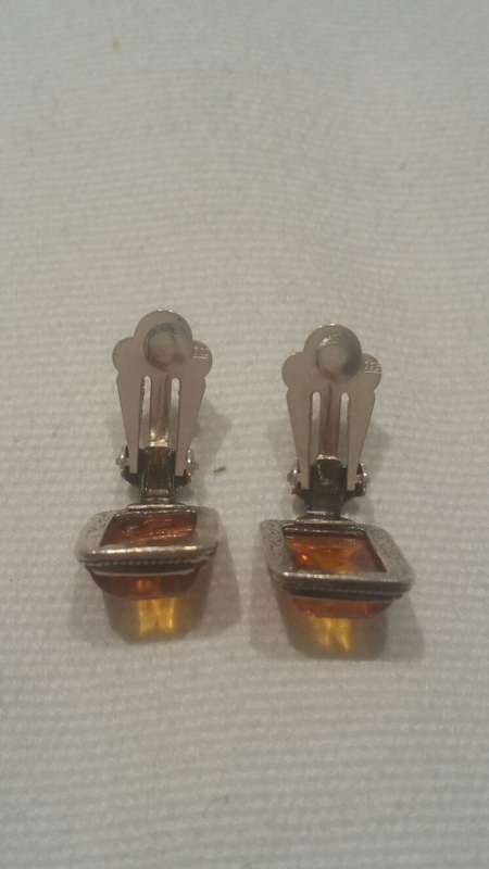 Amber Earrings Set In Silver