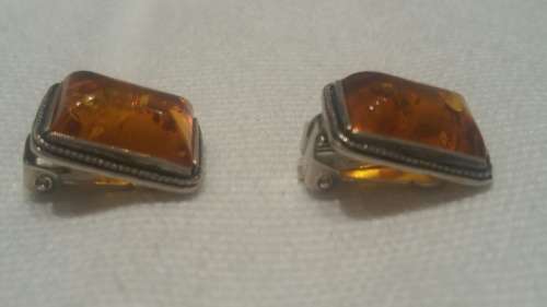 Amber Earrings Set In Silver
