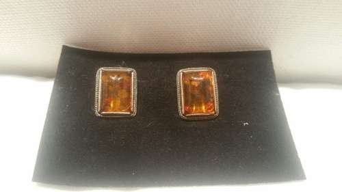 Amber Earrings Set In Silver