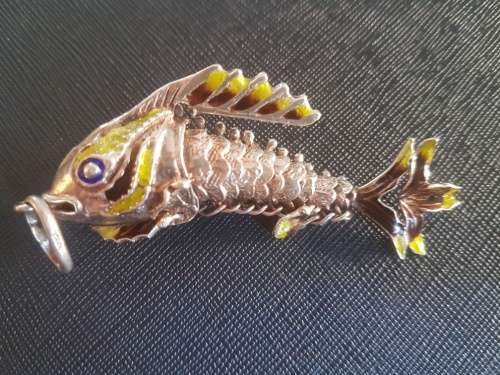 A Large Neri Articulated Italian Silver and Enamel Fish Pendant