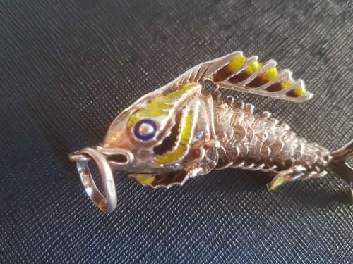 A Large Neri Articulated Italian Silver and Enamel Fish Pendant