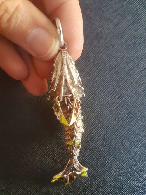 A Large Neri Articulated Italian Silver and Enamel Fish Pendant