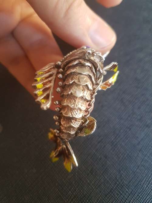 A Large Neri Articulated Italian Silver and Enamel Fish Pendant