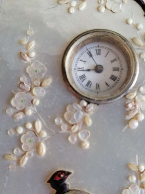 Stunning Japanese Crafted Silver Mother of Pearl Clock