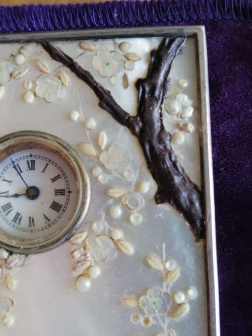 Stunning Japanese Crafted Silver Mother of Pearl Clock