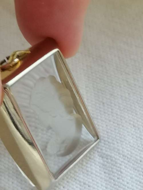 Stunning Intaglio Gold and Rock Crystal Pendant