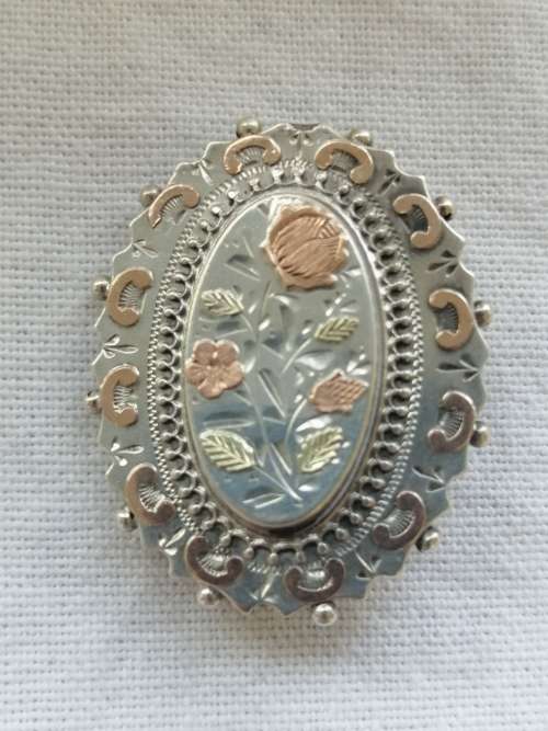 Arthur Johnson Smith Antique Silver and Gold Victorian Brooch