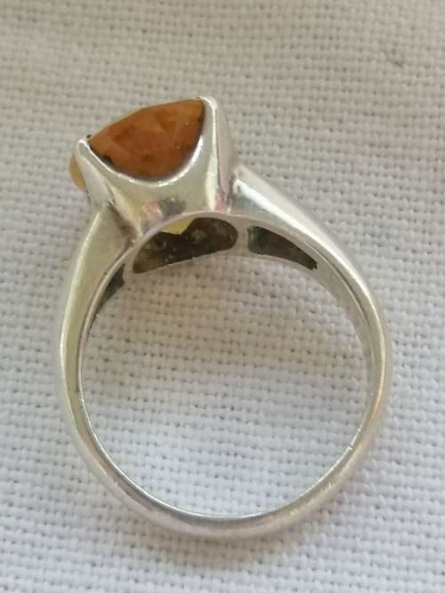 Silver and Citrine Cushion Cut Ring