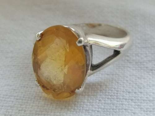 Silver and Citrine Cushion Cut Ring