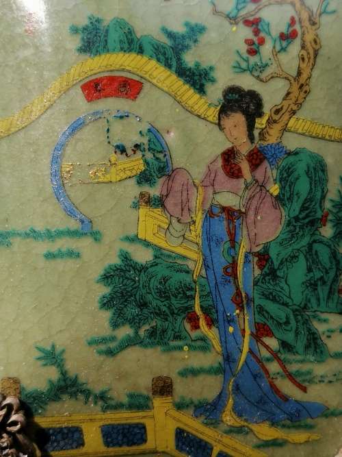 Chinese Porcelain and Silver Filigree Handmade Butterfly and Dragon  Erotic Trinket Box