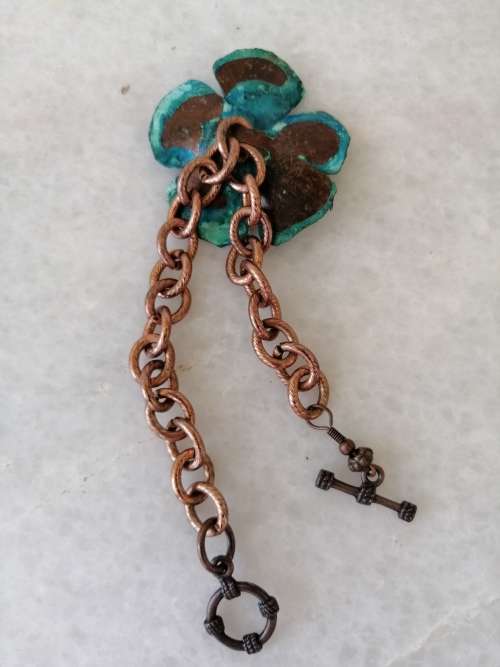Blue/ Turquoise Colour Flower Copper Bracelet