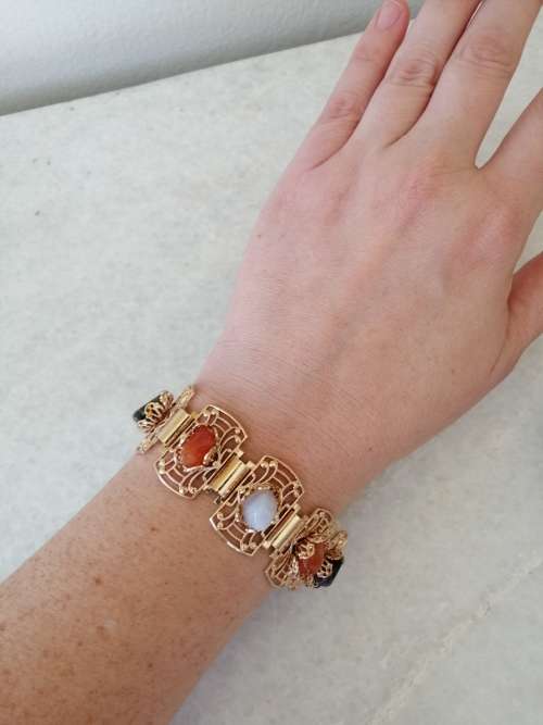 RESERVED FOR BRIGHTMIND Filigree Bracelet with semi precious stones
