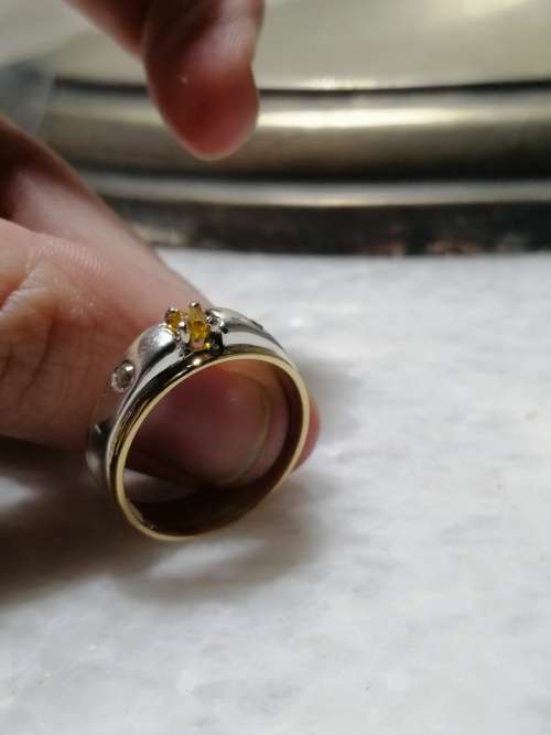 18ct Yellow Gold and Silver Diamond Ring