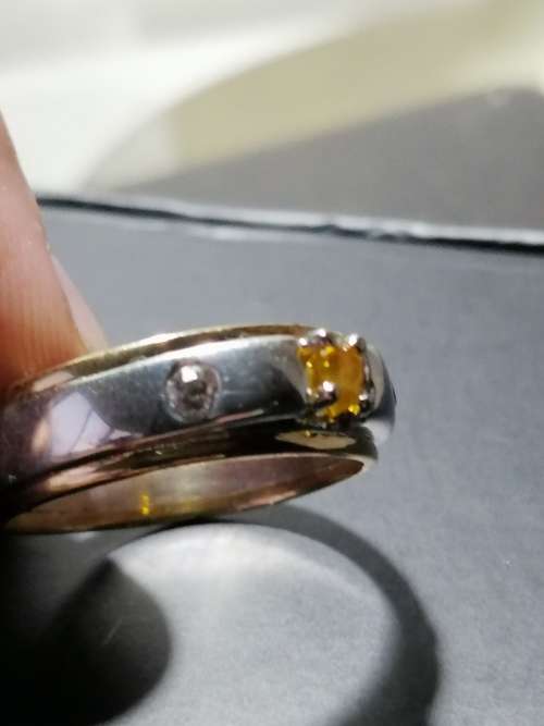 18ct Yellow Gold and Silver Diamond Ring