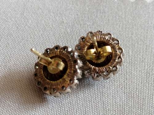 Outstanding A Pair of 18ct Yellow and White Gold Diamond Earrings