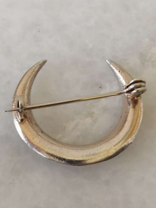 Gorgeous Silver and Paste Crescent Moon Brooch