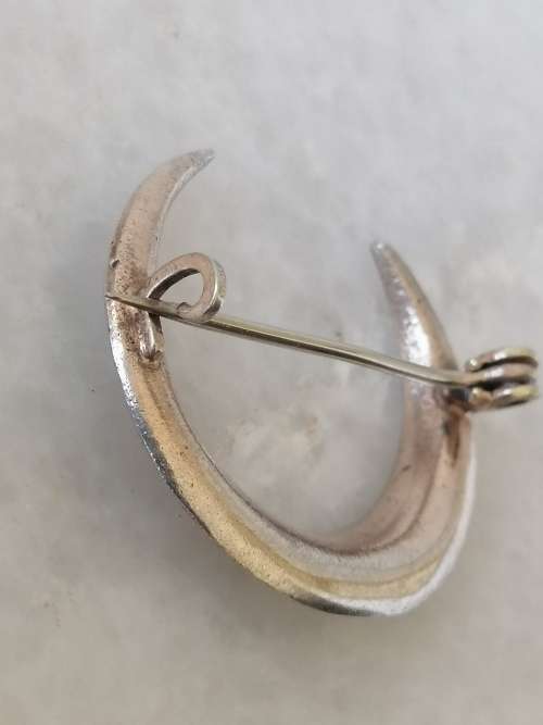Gorgeous Silver and Paste Crescent Moon Brooch
