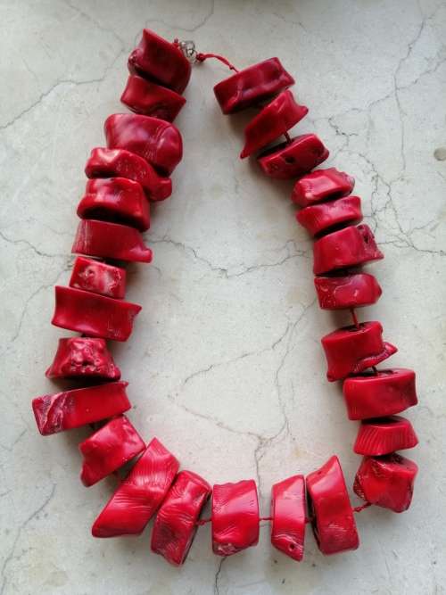Red Chunky Bamboo Coral Necklace