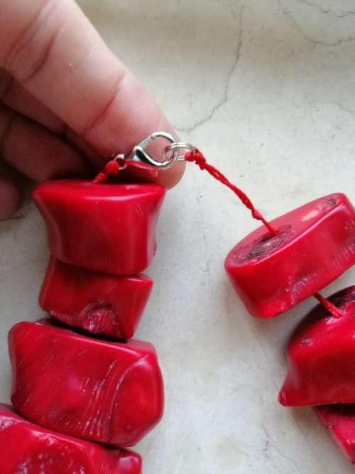 Red Chunky Bamboo Coral Necklace