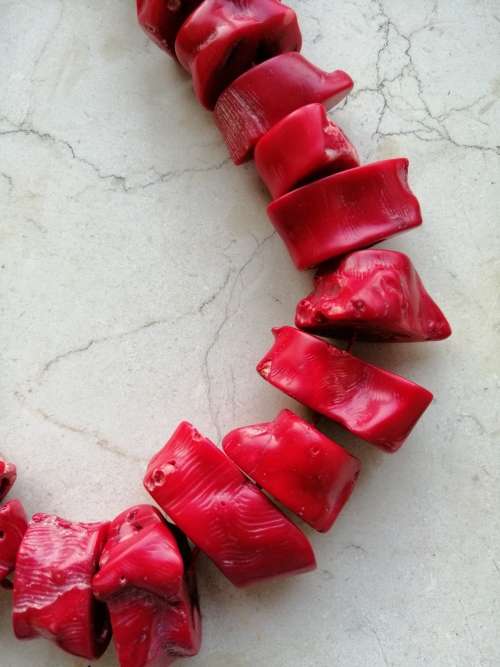 Red Chunky Bamboo Coral Necklace