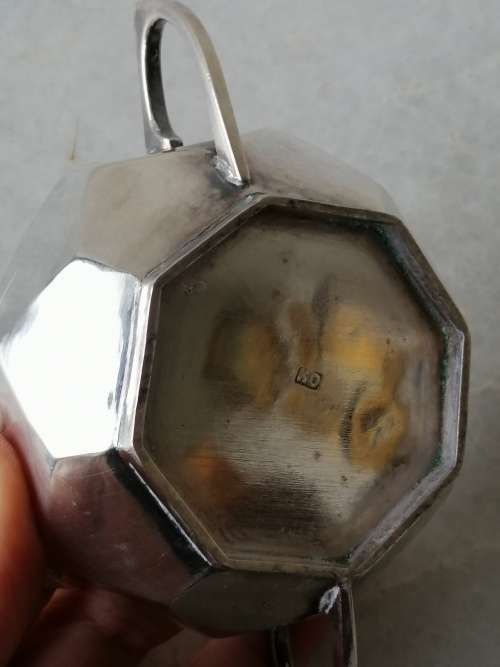 Silver Plated Sugar Bowl with Geometric Design