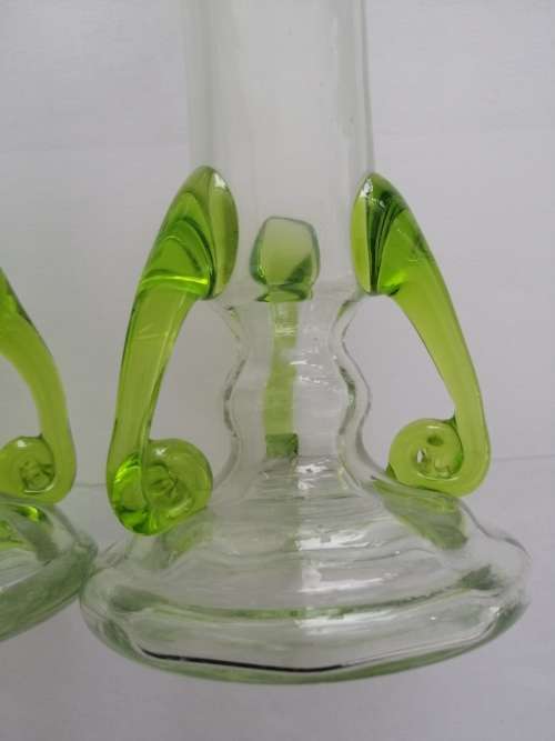 Super Cool ! A pair of Hand Blown Bud Vases with Silver Collars