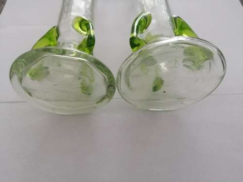 Super Cool ! A pair of Hand Blown Bud Vases with Silver Collars