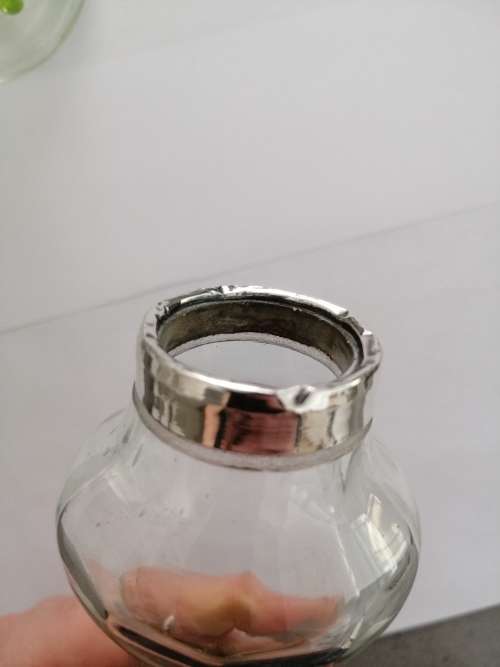 Super Cool ! A pair of Hand Blown Bud Vases with Silver Collars