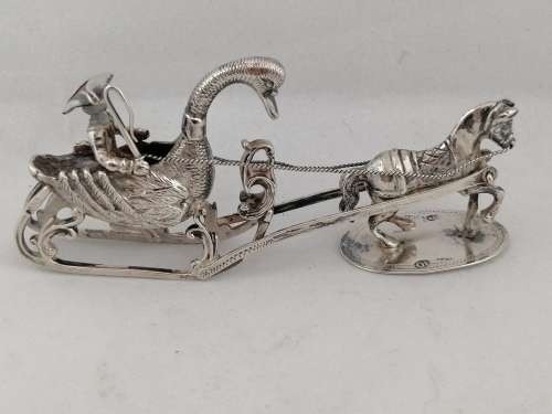 Dutch Silver Horse Drawn Swan Carriage  Miniature 833 Silver