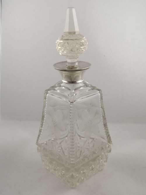 A Pair of Henry Perkins and Sons Silver Collared Scent Bottles