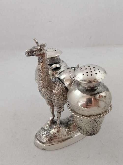 Peruvian Silver Salt and Pepper Shakers in the Form of a Llama