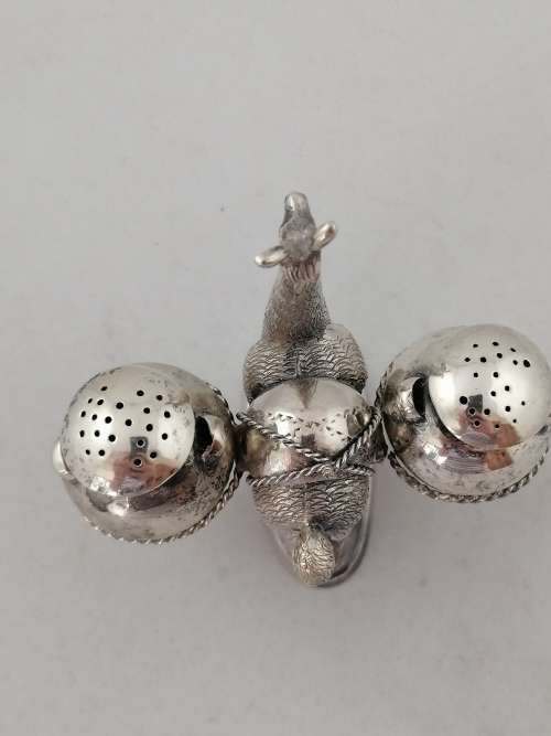 Peruvian Silver Salt and Pepper Shakers in the Form of a Llama