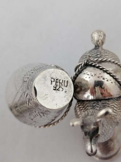 Peruvian Silver Salt and Pepper Shakers in the Form of a Llama