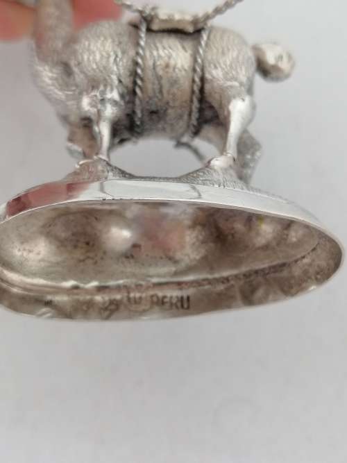 Peruvian Silver Salt and Pepper Shakers in the Form of a Llama