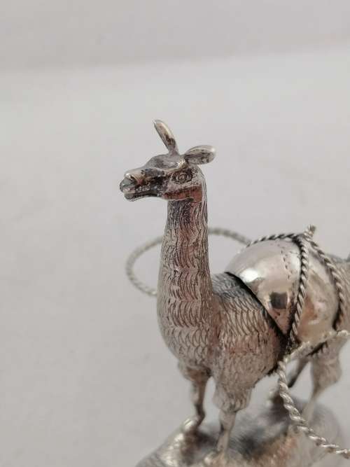 Peruvian Silver Salt and Pepper Shakers in the Form of a Llama