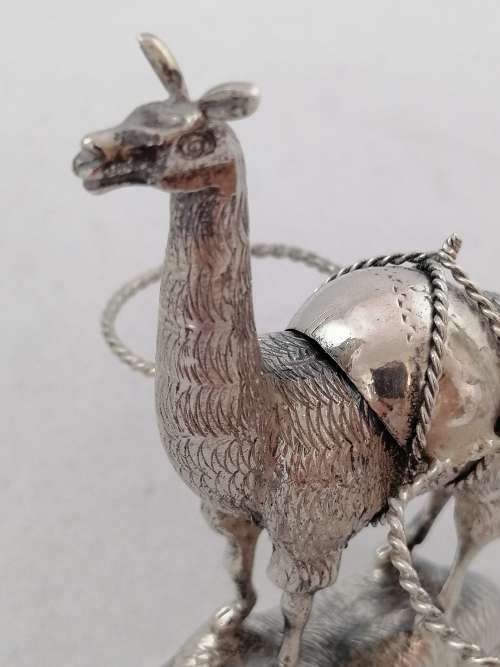 Peruvian Silver Salt and Pepper Shakers in the Form of a Llama