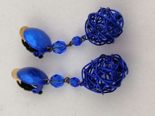 Striking Electric Blue French Cecile Jeanne Paris Necklace and Earring Set