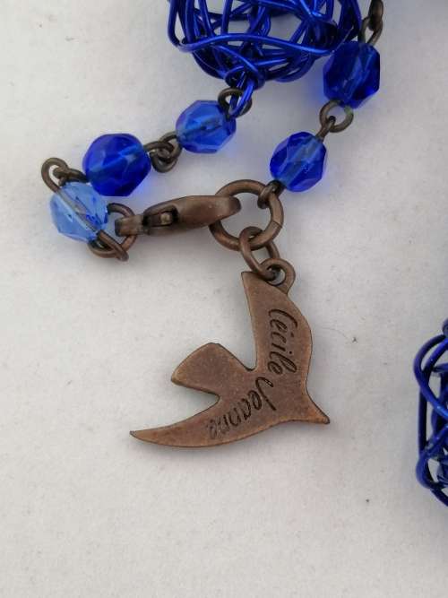 Striking Electric Blue French Cecile Jeanne Paris Necklace and Earring Set