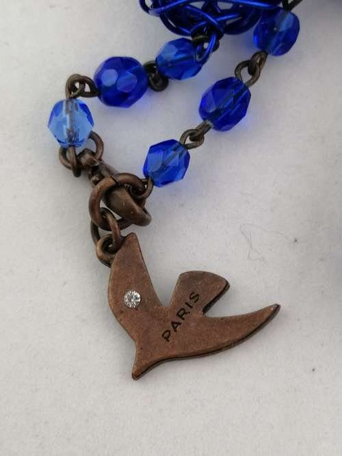 Striking Electric Blue French Cecile Jeanne Paris Necklace and Earring Set