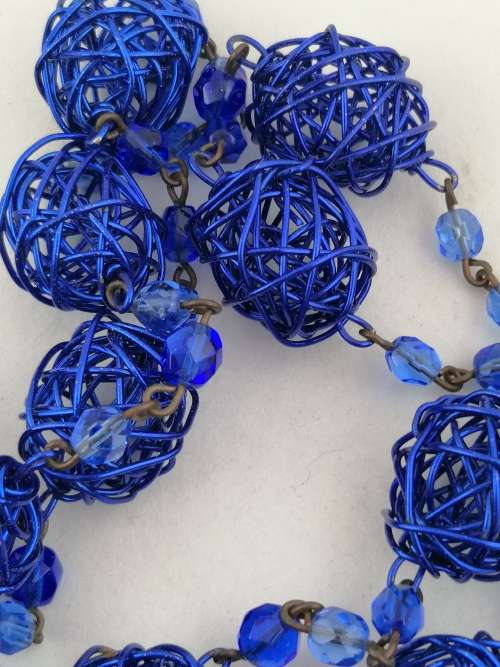 Striking Electric Blue French Cecile Jeanne Paris Necklace and Earring Set