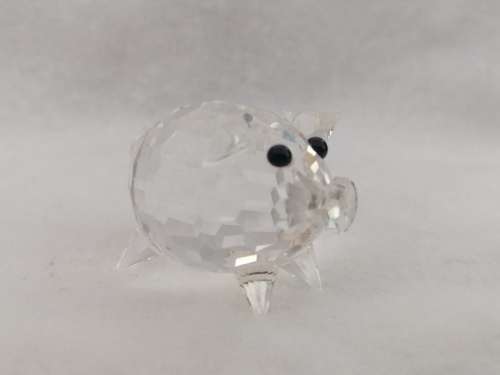 Swarovski Mini Pig With Crystal Disk Tail + Box