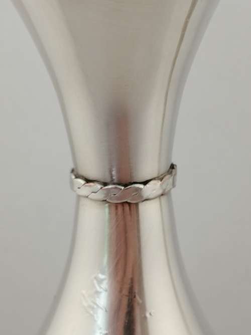 A Silver Plated Pitcher/Vase with Detailed Collar