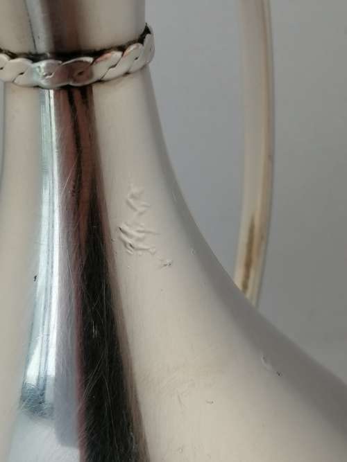 A Silver Plated Pitcher/Vase with Detailed Collar