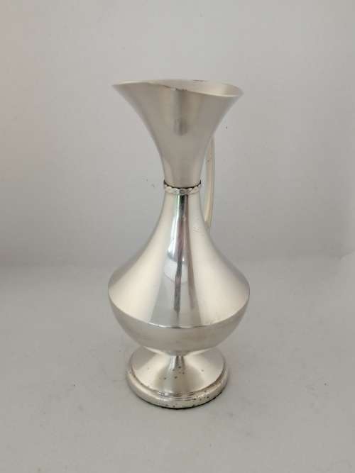 A Silver Plated Pitcher/Vase with Detailed Collar