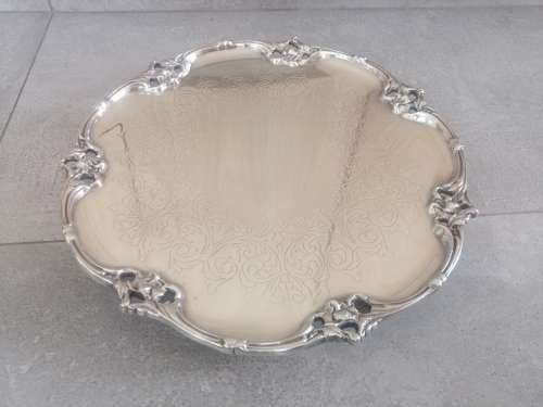 A Real Beauty: An A1 Silver Plated Circular Salver With Decorative Border