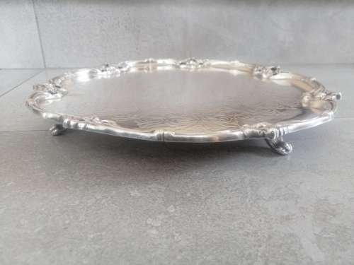 A Real Beauty: An A1 Silver Plated Circular Salver With Decorative Border