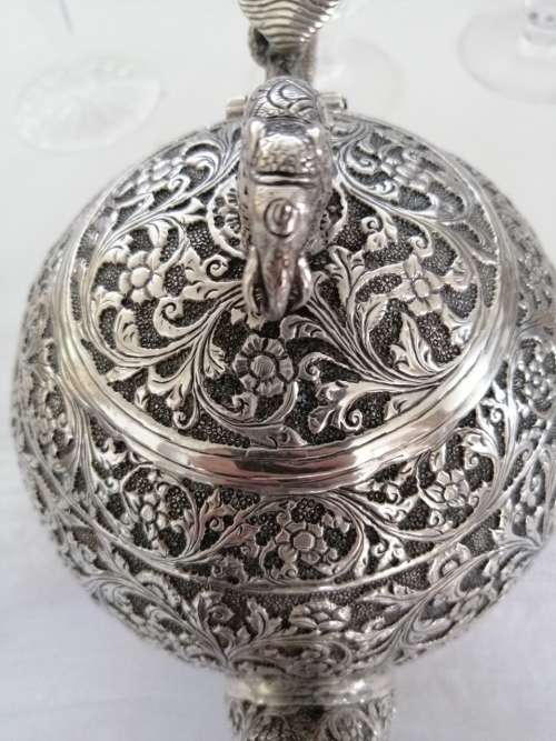 Late 19th C Indian Coin Silver Three Piece Tea Set 690grams