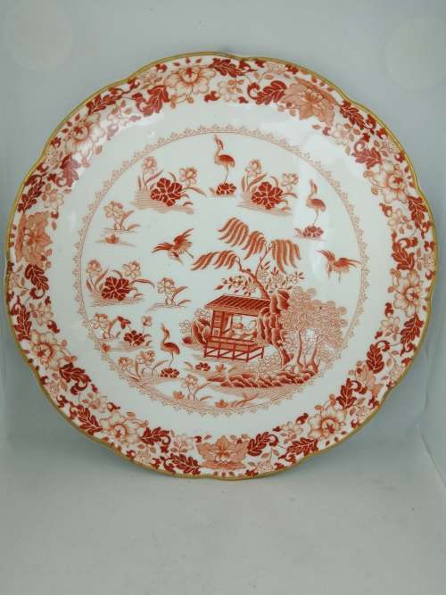Chinoiserie!  A Royal Worcester Burnt Orange Dish and Bowl C1909