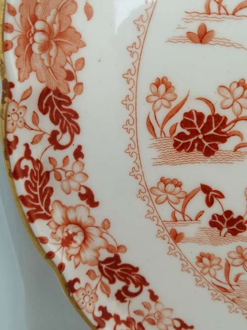 Chinoiserie!  A Royal Worcester Burnt Orange Dish and Bowl C1909